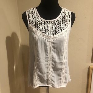 New white Tank with crochet detail